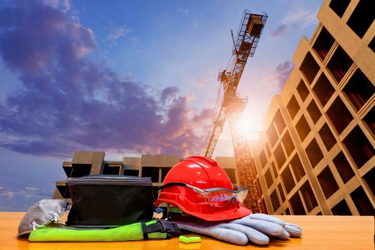 Casque de chantier et des tenues de construction pour représenter ce domaine