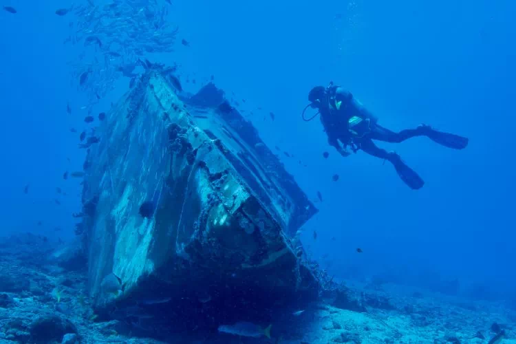 Plongeur sous-marin chasseur d'épaves