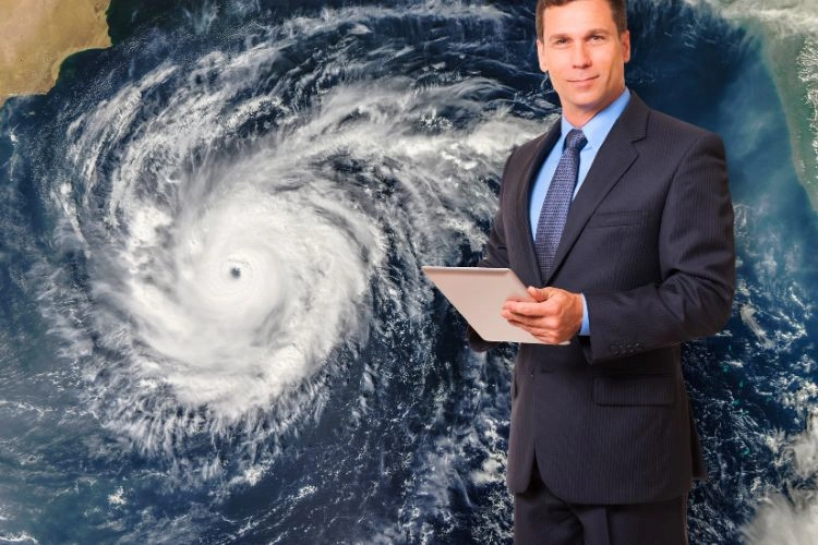 Météorologue en pleine activité