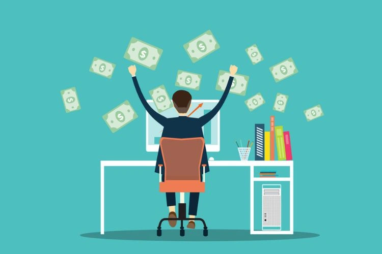 Représentation d'un data scientist qui gagne de l'argent