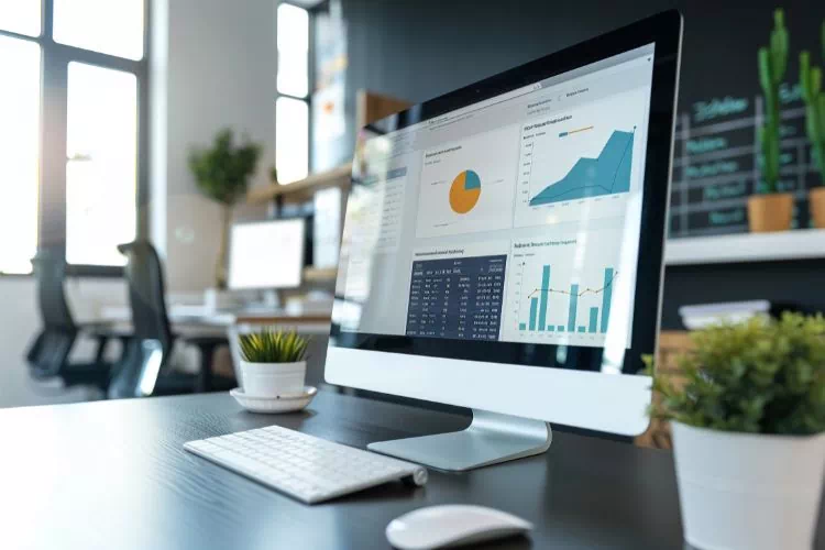 Ordinateur Mac avec un CRM